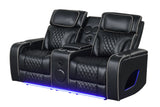 Black Dual Power Reclining 3-Piece Living Room Set with LED, Speakers & Wireless Charging
