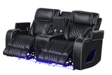 Black Dual Power Reclining 3-Piece Living Room Set with LED, Speakers & Wireless Charging