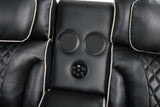 Black Dual Power Reclining 3-Piece Living Room Set with LED, Speakers & Wireless Charging