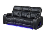 Black Dual Power Reclining 3-Piece Living Room Set with LED, Speakers & Wireless Charging