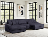 Midnight Black 3-Piece Double-Chaise Sectional Sofa