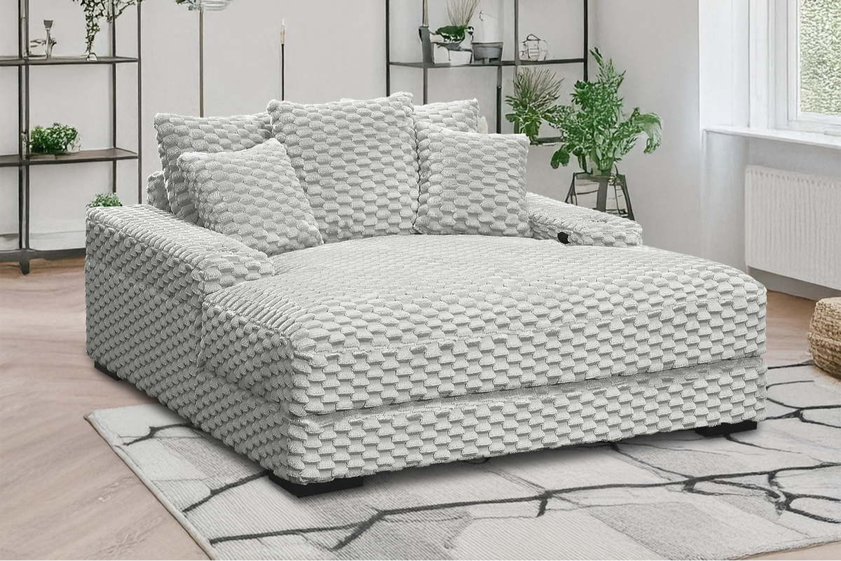 Oversized Chaise Lounge with Cup Holders & USB Charging Ports by Sara Collections | Bel Furniture