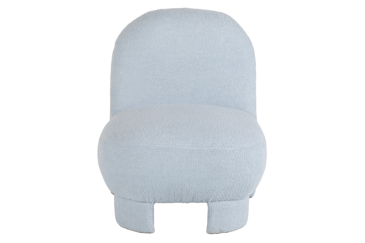 Light Blue Bouclé Modern Armless Accent Chair with Curved Back & Plush Seat
