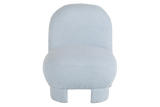Light Blue Bouclé Modern Armless Accent Chair with Curved Back & Plush Seat