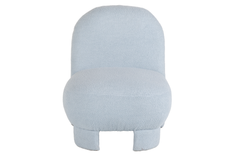 Light Blue Bouclé Modern Armless Accent Chair with Curved Back & Plush Seat - view 2
