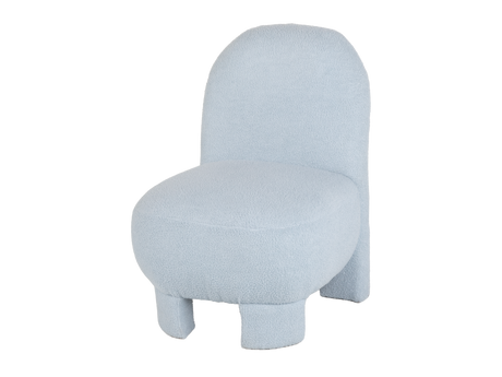 Light Blue Bouclé Modern Armless Accent Chair with Curved Back & Plush Seat - view 3