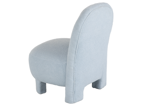 Light Blue Bouclé Modern Armless Accent Chair with Curved Back & Plush Seat - view 4
