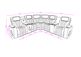 Two-Tone Curved Power Reclining Sectional with LED Lights, Cup Holders, USB & Built-In Speakers