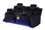 Black Corduroy Power Reclining 3-Piece Living Room Set with LED Lights, Speakers & Charging