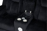 Black Corduroy Power Reclining 3-Piece Living Room Set with LED Lights, Speakers & Charging