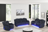 Black Corduroy Power Reclining 3-Piece Living Room Set with LED Lights, Speakers & Charging