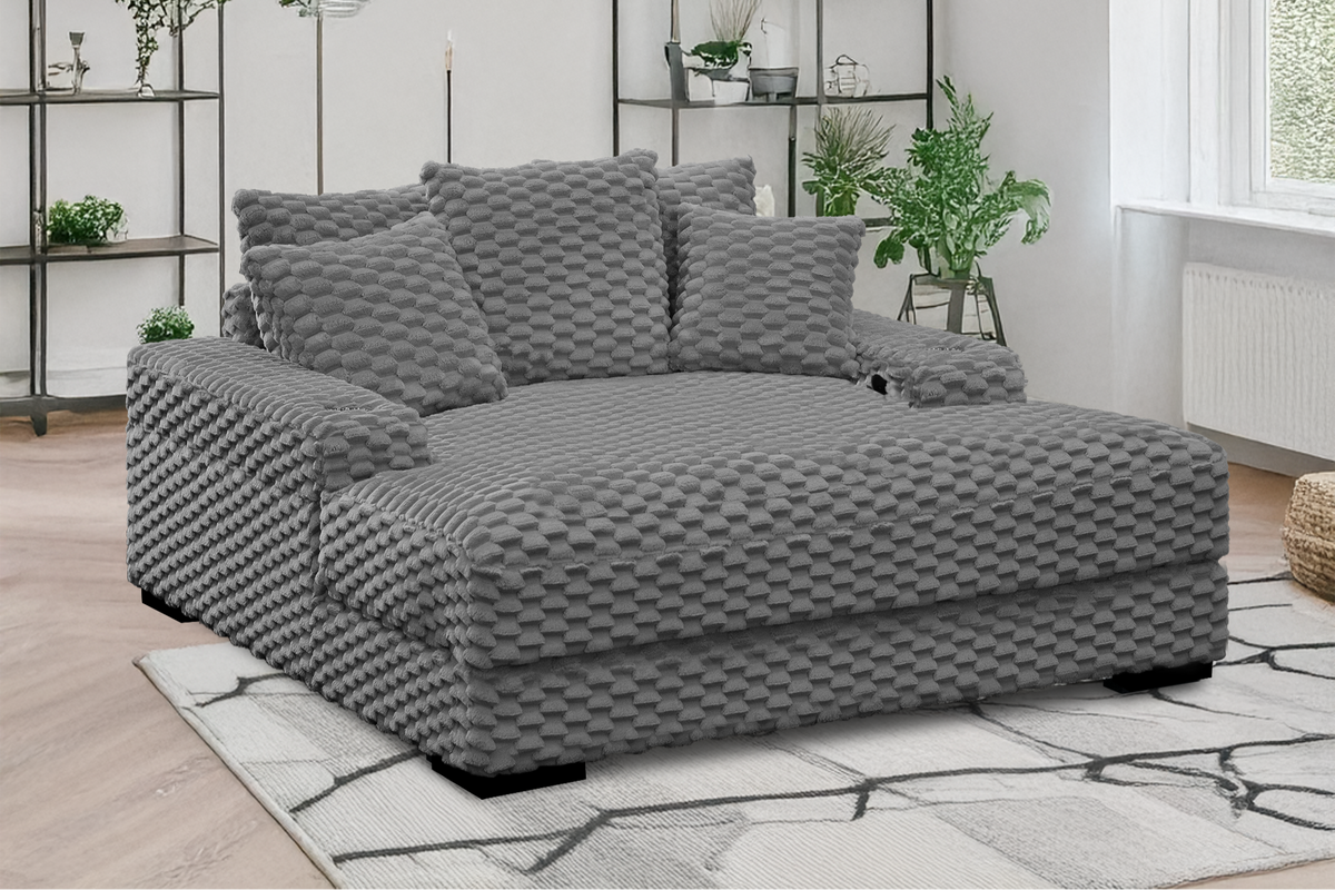 Oversized Chaise Lounge with Cup Holders & USB Charging Ports by Sara Collections | Bel Furniture