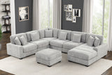 5-Piece Modern Grey Chenille Modular Sectional with Chaise & Ottoman