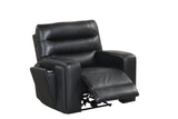Black Top Grain Leather 3-Piece Dual Power Reclining Living Room Set with Hidden Cup Holders