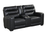 Black Top Grain Leather 3-Piece Dual Power Reclining Living Room Set with Hidden Cup Holders