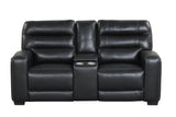 Black Top Grain Leather 3-Piece Dual Power Reclining Living Room Set with Hidden Cup Holders
