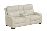 Modern Cream Top Grain Leather 3-Piece Living Room Set with Power Headrests