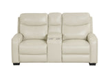 Modern Cream Top Grain Leather 3-Piece Living Room Set with Power Headrests