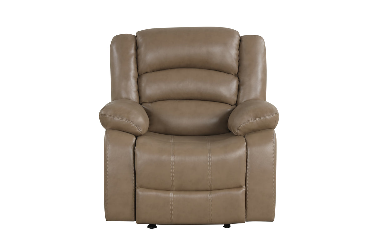 Brown Contemporary Leather-Air Power Rocker Recliner with USB Charging
