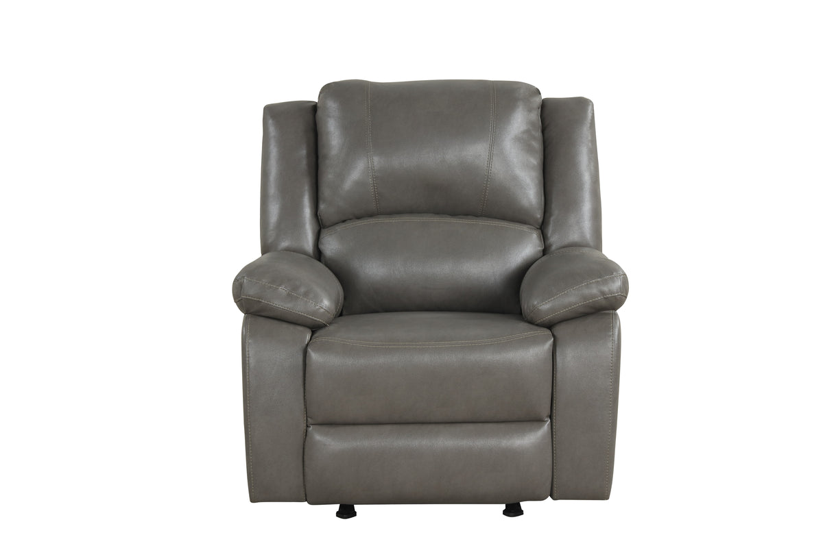 Gray Contemporary Leather-Air Power Rocker Recliner with USB Charging
