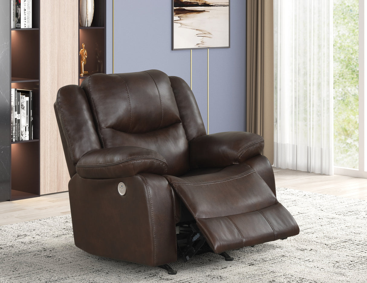 Brown Air Leather Power Recliner Rocker Chair with USB Charging