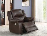 Brown Air Leather Power Recliner Rocker Chair with USB Charging