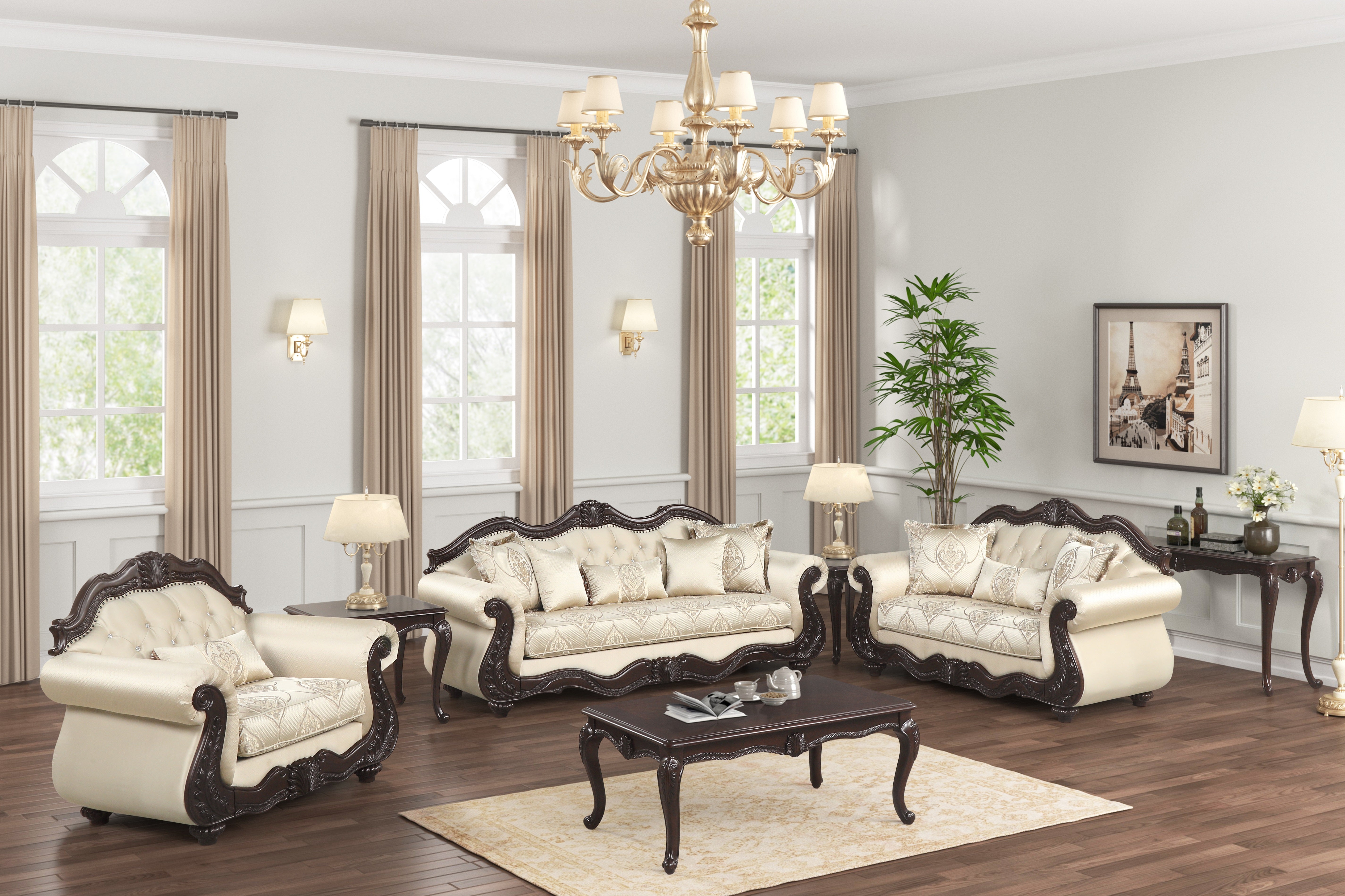 Beige Traditional 3-Piece Living Room Set | Bel Furniture