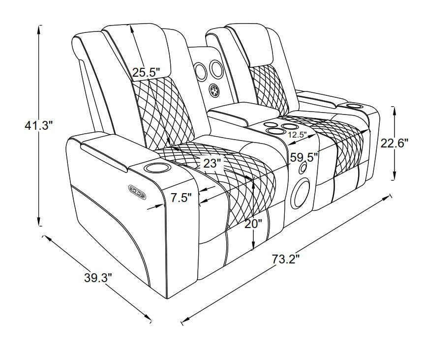 CinemaGlow 3-Piece Bone Air Leather Power Reclining Living Room Set with Bluetooth Speakers, Wireless Charging & LED Lights