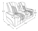 CinemaGlow 3-Piece Bone Air Leather Power Reclining Living Room Set with Bluetooth Speakers, Wireless Charging & LED Lights