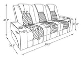 CinemaGlow 3-Piece Bone Air Leather Power Reclining Living Room Set with Bluetooth Speakers, Wireless Charging & LED Lights