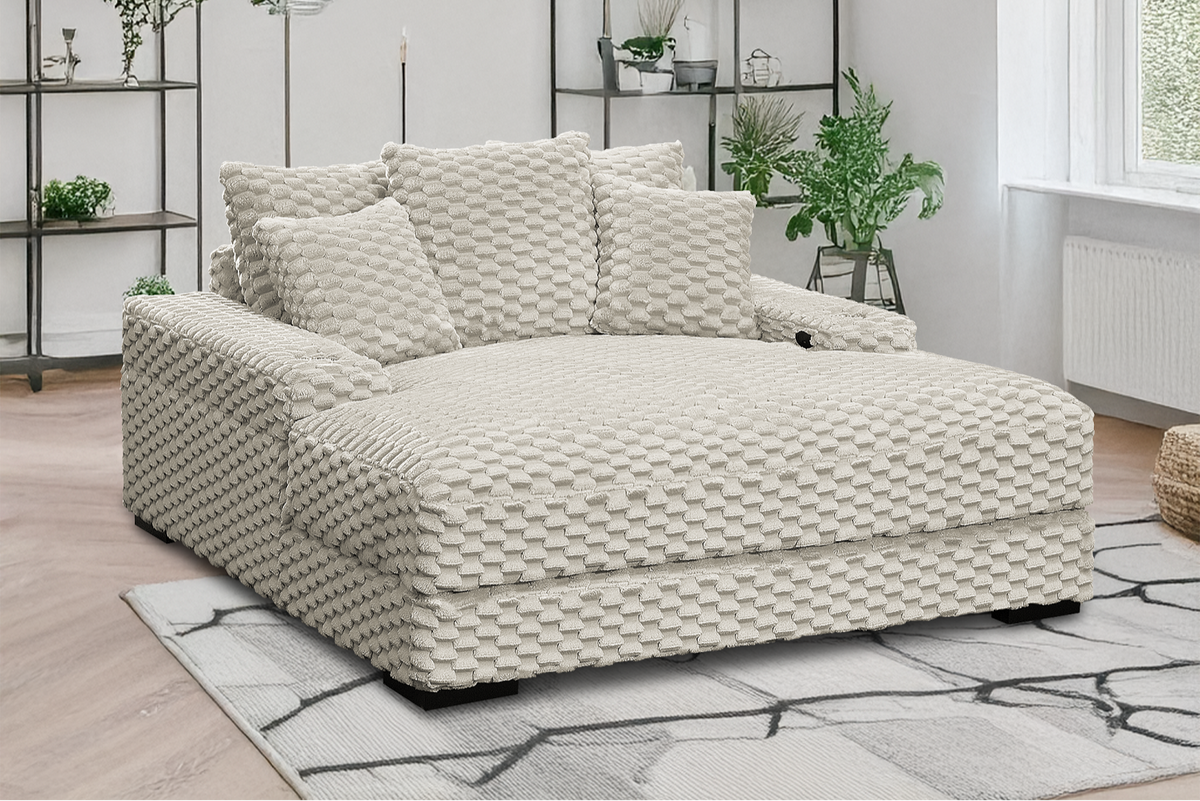 Oversized Chaise Lounge with Cup Holders & USB Charging Ports by Sara Collections | Bel Furniture
