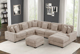 Beige Chenille 5-Piece Modular Sectional Sofa with Chaise & Ottoman