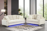 Alora Contemporary Beige Ribbed Sofa & Loveseat Set with LED Lights