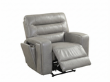 Modern Gray Top-Grain Leather 3-Piece Dual-Power Reclining Living Room Set