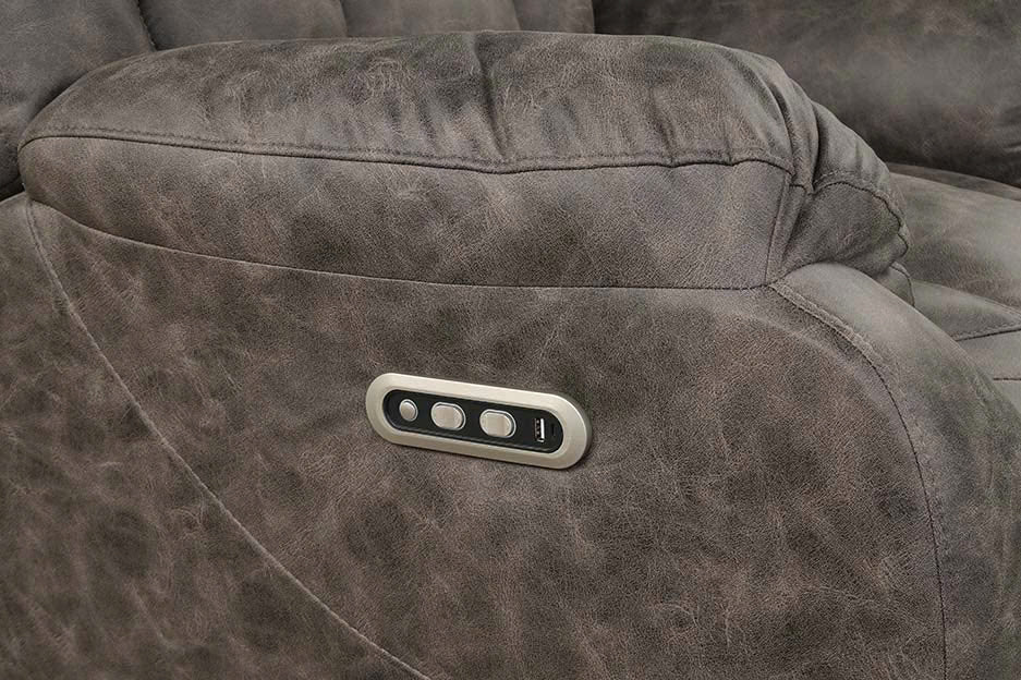 Dark Gray 3-Piece Power Reclining Living Room Set with LED Lights, USB, Bluetooth Speaker & Wireless Charging