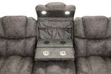 Dark Gray 3-Piece Power Reclining Living Room Set with LED Lights, USB, Bluetooth Speaker & Wireless Charging