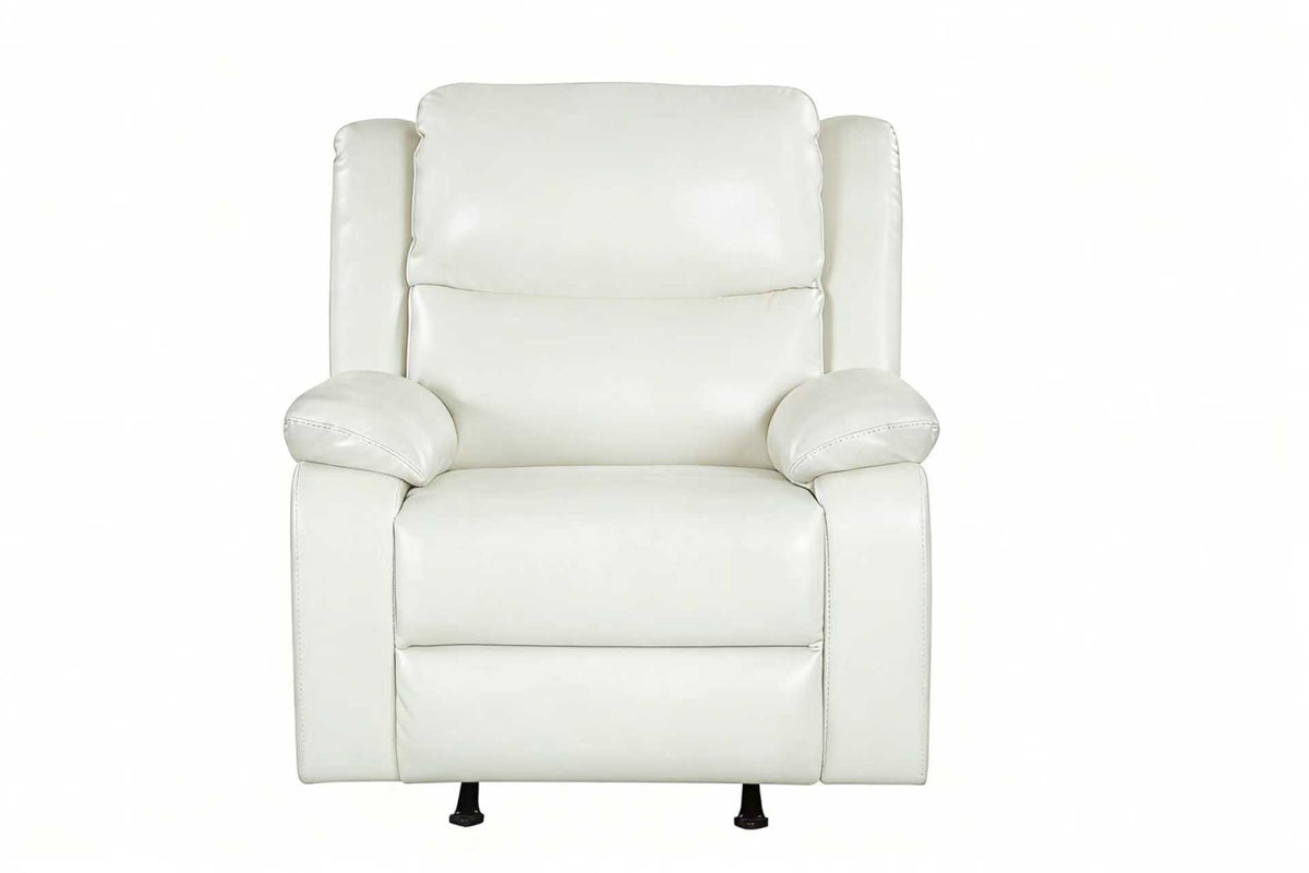 Cream Contemporary Leather-Air Power Rocker Recliner with USB Charging
