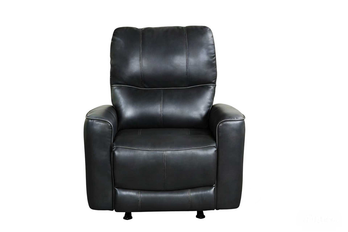 Black Air Leather Power Rocker Recliner with USB Charging