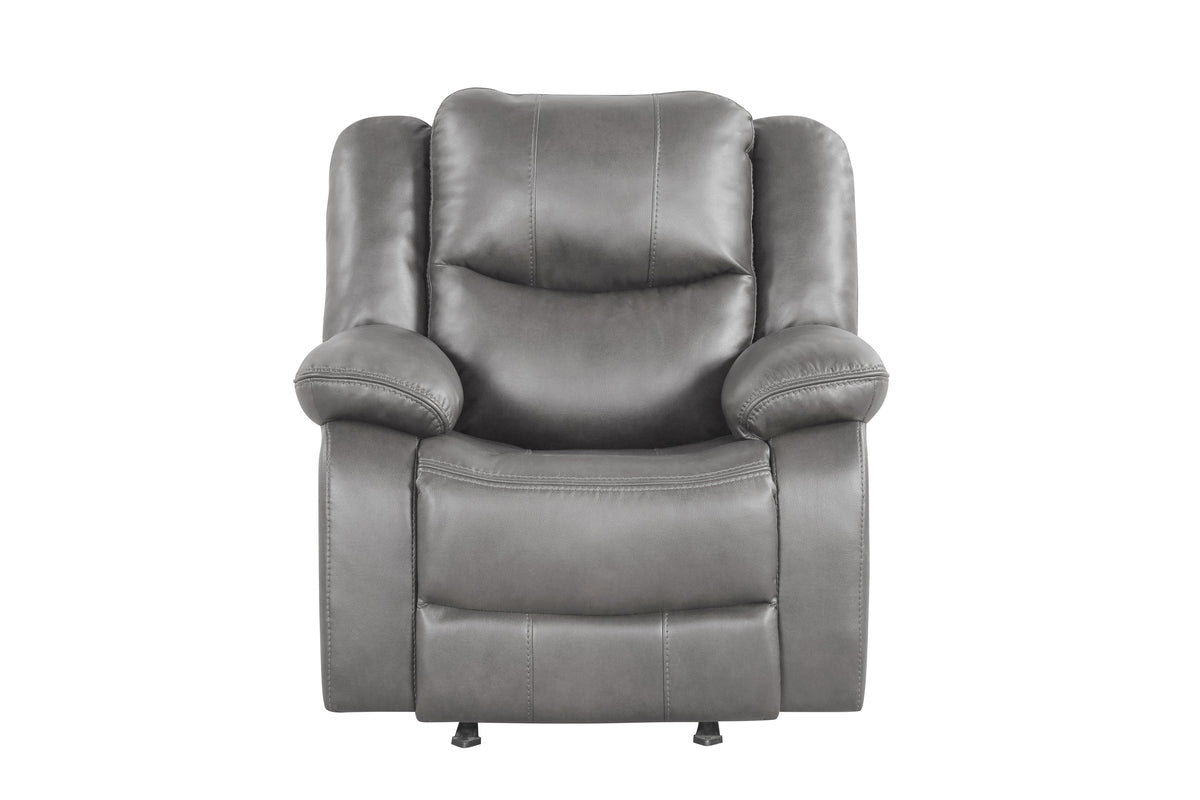 Gray Air Leather Power Rocker Recliner with USB Charging