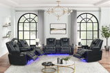 Boyington Black 3-Piece Power Reclining Living Room Set with LED, Bluetooth & Wireless Charging