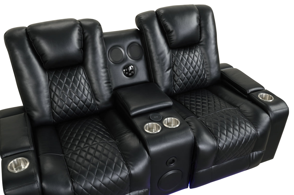 Boyington Black 3-Piece Power Reclining Living Room Set with LED, Bluetooth & Wireless Charging