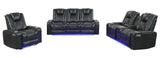 Boyington Black 3-Piece Power Reclining Living Room Set with LED, Bluetooth & Wireless Charging