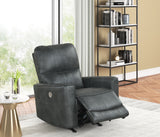Charcoal Gray Air Leather Power Rocker Recliner with USB Charging