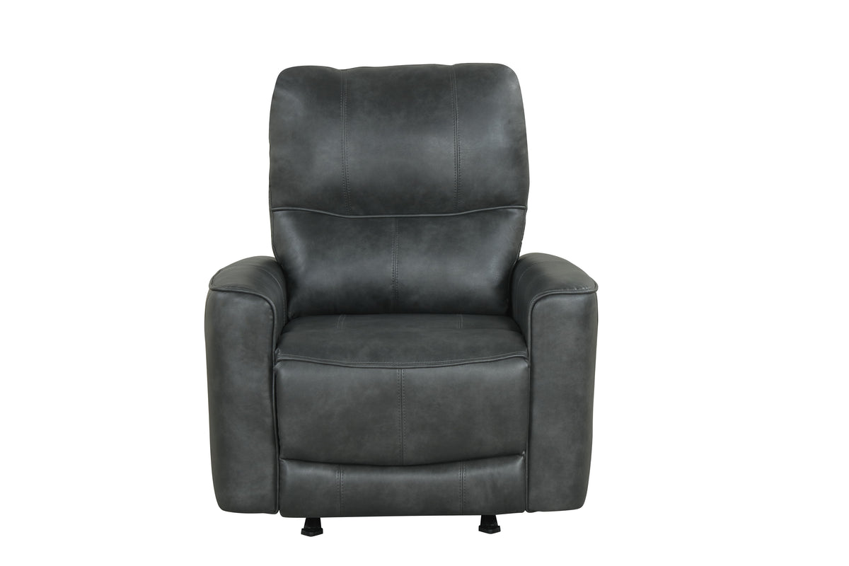 Charcoal Gray Air Leather Power Rocker Recliner with USB Charging