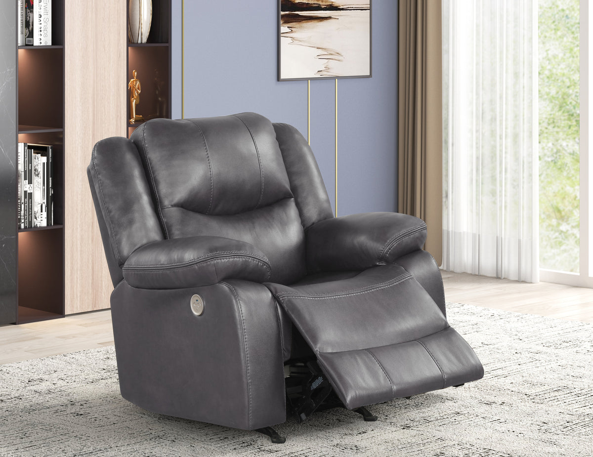 Contemporary Rocking Recliner Black Contemporary Power Rocker Recliner with USB Charging | BEL