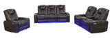 Boyington Brown 3-Piece Power Reclining Living Room Set with LED, Bluetooth & Wireless Charging