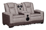 3-Piece Beige & Brown Power Reclining Living Room Set with Power Headrests, Bluetooth Speakers, Wireless Charging & LED Lights