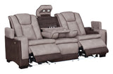3-Piece Beige & Brown Power Reclining Living Room Set with Power Headrests, Bluetooth Speakers, Wireless Charging & LED Lights