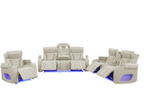 Elite Beige 3-Piece Power Reclining Living Room Set with Adjustable Headrests, LED Lights & Bluetooth