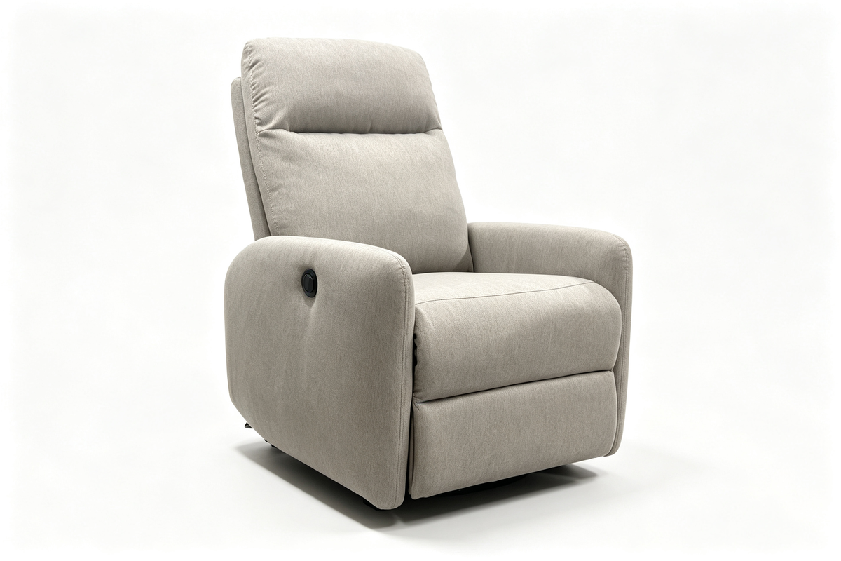 Gray Linen-Polyester Blend Power Lift Recliner with High Back & Padded Arms